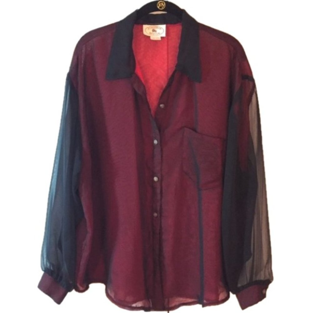 Jonathan Martin Long Sleeve Sheer Chiffon Top